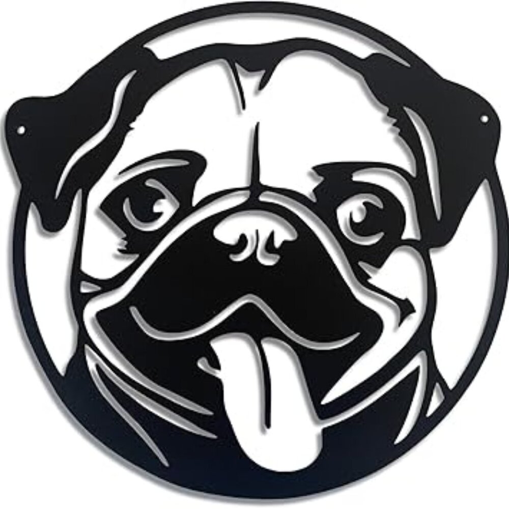 Cute Pug Dog Metal‎ Wall Plaque Wall Decor